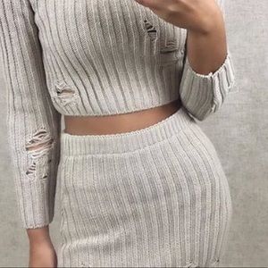 Yeezy inspired ripped top and skirt set
